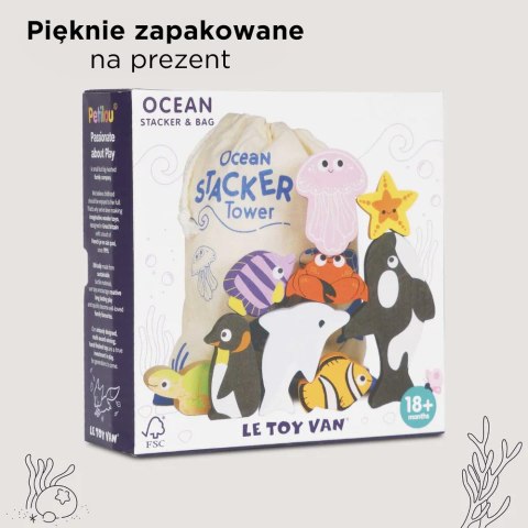 Drewniane figurki rybki, zabawka edukacyjna układanka dla dzieci Le Toy Van