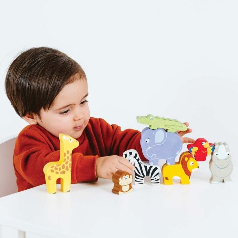 Drewniane figurki zwierzątka afrykańskie, zabawka układanka, Le Toy Van