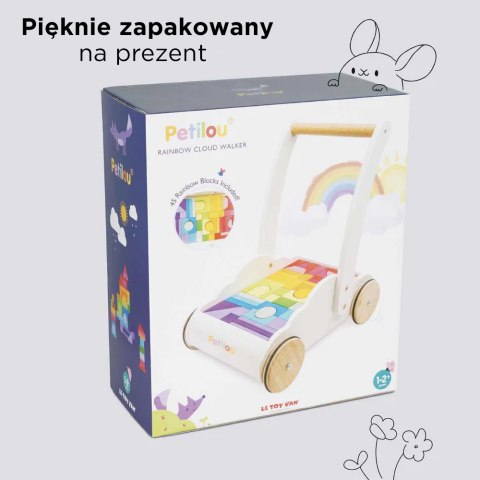 Drewniany chodzik Rainbow Cloud pchacz z klockami zabawka dzieci Le Toy Van