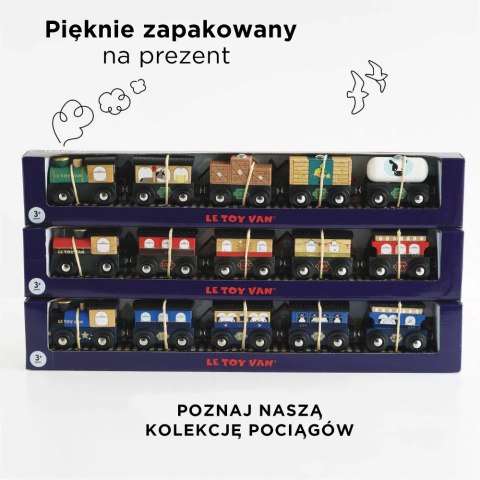 Drewniany pociąg Twilight zestaw z wagonami, zabawka dla dzieci, Le Toy Van