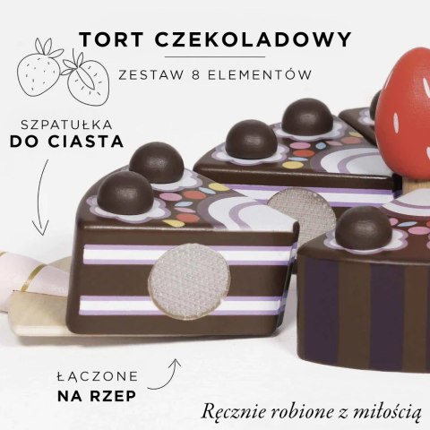 Drewniany tort czekoladowy, zabawka dla dzieci, odgrywanie ról, Le Toy Van Drewniany tort czekoladowy, zabawka dla dzieci, odgrywanie ról, Le Toy Van