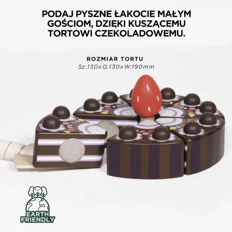 Drewniany tort czekoladowy, zabawka dla dzieci, odgrywanie ról, Le Toy Van Drewniany tort czekoladowy, zabawka dla dzieci, odgrywanie ról, Le Toy Van