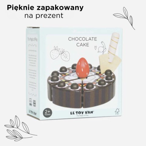 Drewniany tort czekoladowy, zabawka dla dzieci, odgrywanie ról, Le Toy Van Drewniany tort czekoladowy, zabawka dla dzieci, odgrywanie ról, Le Toy Van