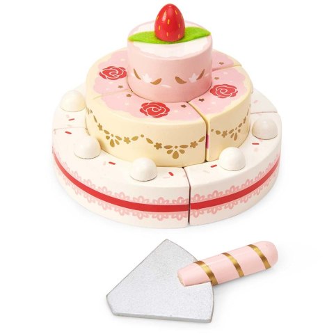 Drewniany tort weselny truskawkowy 3 piętra, zabawka dla dzieci, Le Toy Van Drewniany tort weselny truskawkowy 3 piętra, zabawka dla dzieci, Le Toy Van