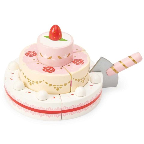 Drewniany tort weselny truskawkowy 3 piętra, zabawka dla dzieci, Le Toy Van Drewniany tort weselny truskawkowy 3 piętra, zabawka dla dzieci, Le Toy Van