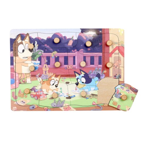 Drewniana układanka puzzle z uchwytami 12 elem. Bluey zabawka dla dzieci Drewniana układanka puzzle z uchwytami 12 elem. Bluey zabawka dla dzieci