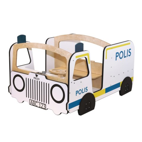 Drewniany radiowóz meble dla dzieci wyposażenie auto policja zabawka Micki Drewniany radiowóz meble dla dzieci wyposażenie auto policja zabawka Micki