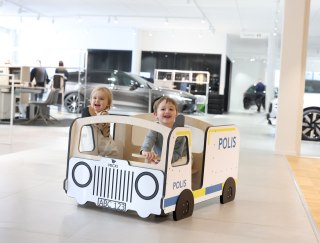 Drewniany radiowóz meble dla dzieci wyposażenie auto policja zabawka Micki