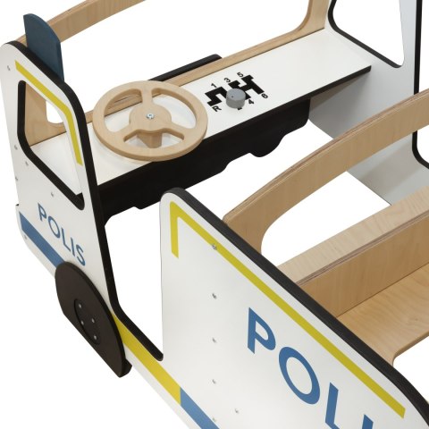 Drewniany radiowóz meble dla dzieci wyposażenie auto policja zabawka Micki Drewniany radiowóz meble dla dzieci wyposażenie auto policja zabawka Micki