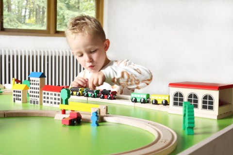 Drewniany stół aktywności meble dla dzieci zabawka stolik wyposażenie Micki
