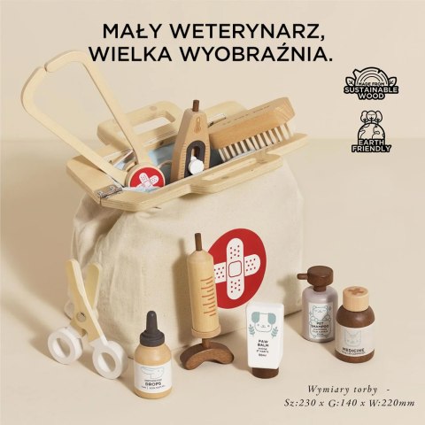 Drewniany zestaw lekarza weterynarza, zabawka dla dzieci, Le Toy Van