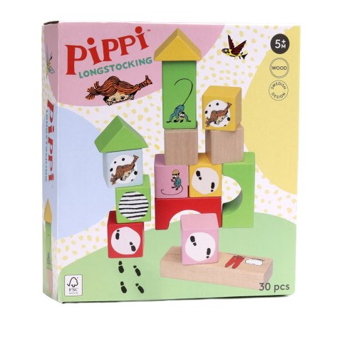 Klocki drewniane, zabawka dla dzieci, zestaw klocków, Pippi Langstrumpf Klocki drewniane, zabawka dla dzieci, zestaw klocków, Pippi Langstrumpf