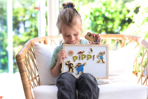 Magnetyczne literki i obrazki, edukacyjna zabawka dla dzieci, zestaw Pippi Magnetyczne literki i obrazki, edukacyjna zabawka dla dzieci, zestaw Pippi