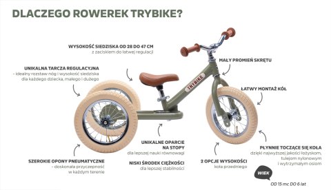 Pierwszy rower biegowy balansujący dziecięcy kremowy dla dzieci Trybike Pierwszy rower biegowy balansujący dziecięcy kremowy dla dzieci Trybike