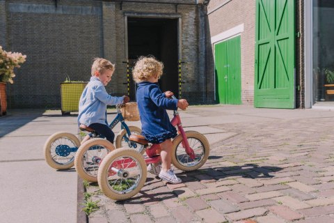 Pierwszy rowerek trójkołowy dziecięcy biegowy 2w1 różowy matowy Trybike