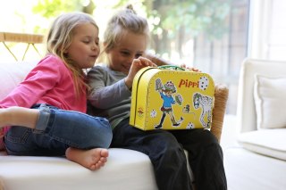 Walizka dla dzieci żółta akcesoria zabawki przechowywanie zabawek Pippi