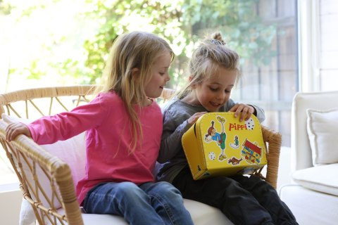 Walizka dla dzieci żółta akcesoria zabawki przechowywanie zabawek Pippi