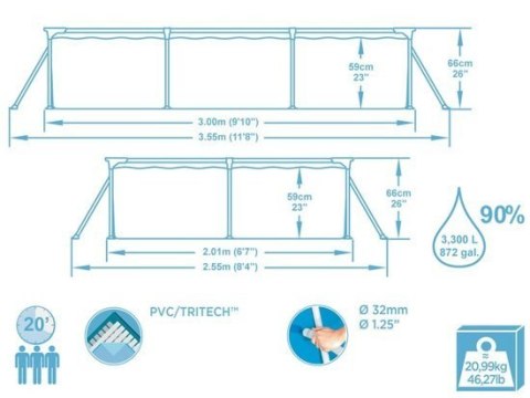 Basen STELAŻOWY 300x201x66cm 8w1 Bestway 56411