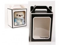 Pudełko, 12szt kartonik prezentowy z rączką CZARNE z okienkiem 30x20x16 cm NT3435 Pudełko, 12szt kartonik prezentowy z rączką CZARNE z okienkiem 30x20x16 cm NT3435