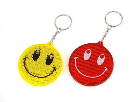 Zawieszka odblaskowa z buźką 6cm, mix kolorów Zawieszka odblaskowa z buźką 6cm, mix kolorów