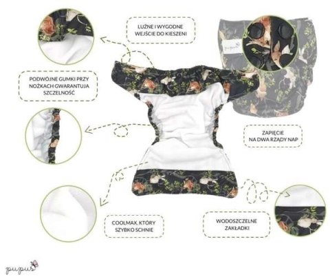 Pieluszka z kieszonką OS dwurzędowa, KOLIBRY