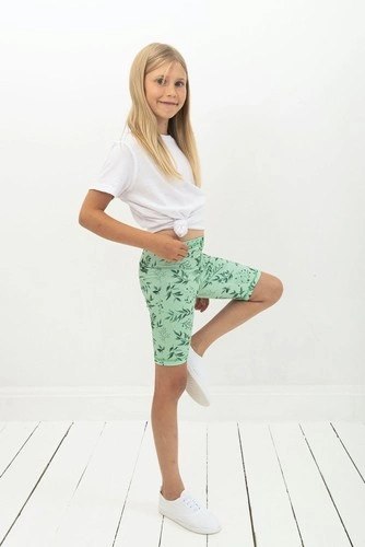 Krótkie Legginsy Dziecięce - Zielone Miętowe Krótkie Legginsy Dziecięce - Zielone Miętowe