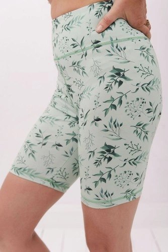 Krótkie Legginsy z Wysokim Stanem - Zielono-Miętowe Krótkie Legginsy z Wysokim Stanem - Zielono-Miętowe