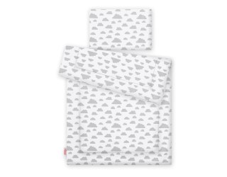 Komplet pościeli dla dzieci z wypełnieniem 120x90cm - chmurki szare