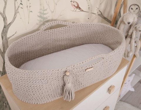 Kosz Mojżesza BOHO bawełniany Handmade z materacykiem - jasny beżowy Kosz Mojżesza BOHO bawełniany Handmade z materacykiem - jasny beżowy