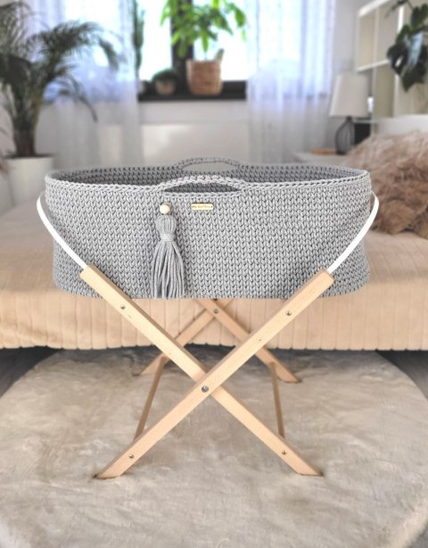 Kosz Mojżesza BOHO bawełniany Handmade z materacykiem - szary Kosz Mojżesza BOHO bawełniany Handmade z materacykiem - szary