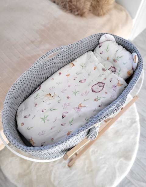 Kosz Mojżesza BOHO bawełniany Handmade z materacykiem - szary Kosz Mojżesza BOHO bawełniany Handmade z materacykiem - szary