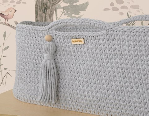 Kosz Mojżesza BOHO bawełniany Handmade z materacykiem - szary Kosz Mojżesza BOHO bawełniany Handmade z materacykiem - szary