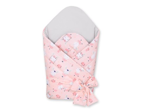 Rożek dla niemowląt z wiązaniem 2w1 usztywniany i miękki - króliczki baletnice różowe