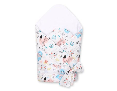 Rożek dla niemowląt z wiązaniem 2w1 usztywniany i miękki - misie niebieskie