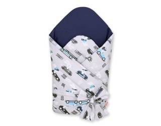 Rożek dla niemowląt z wiązaniem 2w1 usztywniany i miękki - zające w w autkach szare