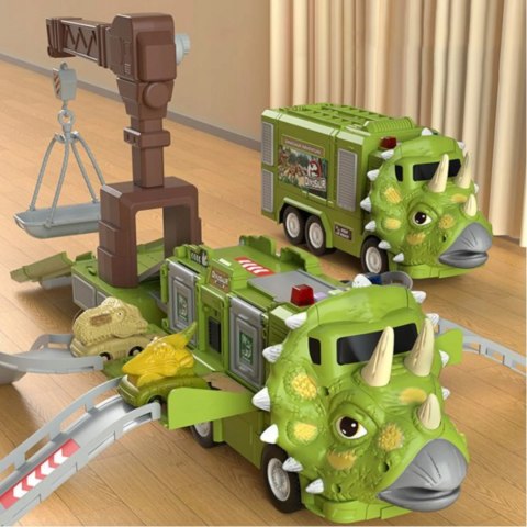 Ciężarówka dinozaur z autami triceratops dźwig 691