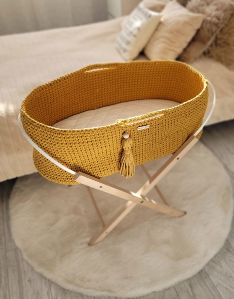 Kosz Mojżesza BOHO Handmade ze stojakiem - musztardowy Kosz Mojżesza BOHO Handmade ze stojakiem - musztardowy