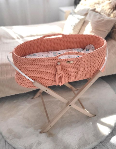 Kosz Mojżesza BOHO bawełniany Handmade z materacykiem - brzoskwiniowy Kosz Mojżesza BOHO bawełniany Handmade z materacykiem - brzoskwiniowy