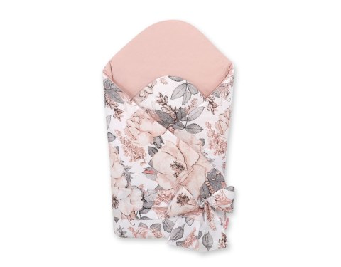 Rożek dla niemowląt z wiązaniem 2w1 usztywniany i miękki - róże sepia