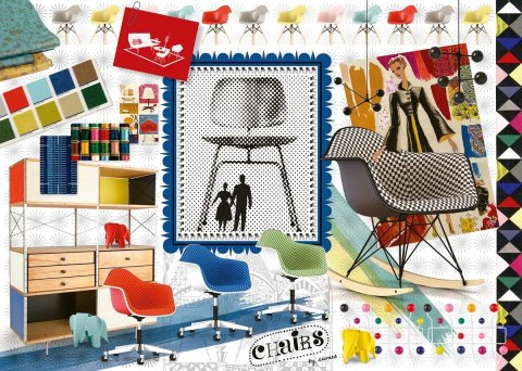 Ravensburger Puzzle 2D 1000 elementów: Eames Design Classics Krzesła 16900 Ravensburger Puzzle 2D 1000 elementów: Eames Design Classics Krzesła 16900