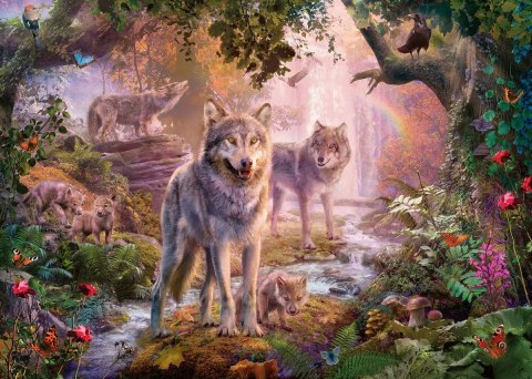 Ravensburger Puzzle 2D 1000 elementów: Rodzina wilków latem 15185 Ravensburger Puzzle 2D 1000 elementów: Rodzina wilków latem 15185