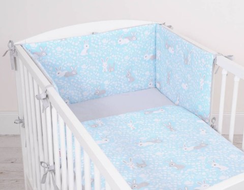 Dwustronna pościel dla dzieci 2-częściowa bawełniana - króliczki niebieskie/szary Dwustronna pościel dla dzieci 2-częściowa bawełniana - króliczki niebieskie/szary