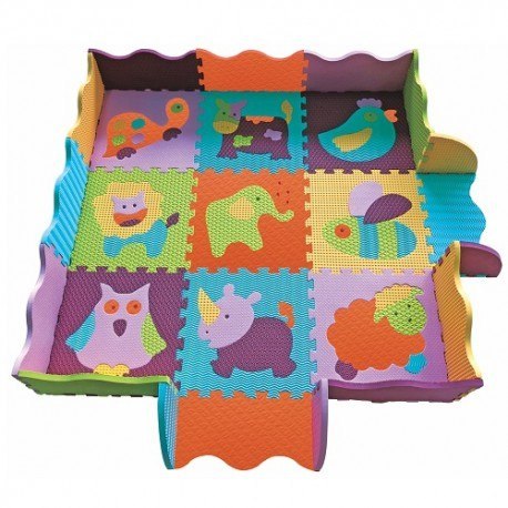 Piankowe puzzle podłogowe wesołe zoo z obrzeżem - 77 elementów Piankowe puzzle podłogowe wesołe zoo z obrzeżem - 77 elementów